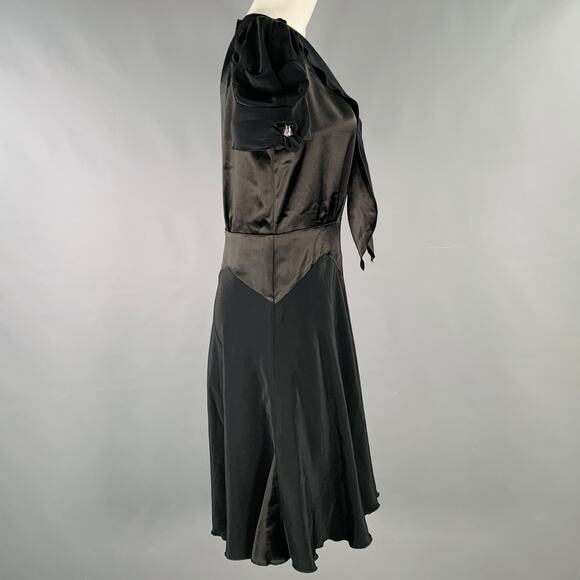 ANNA SUI Size 6 Black Polyester Mixed Fabrics Short Sleeve Cocktail Dress - Picture 3 of 10